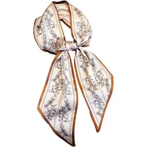 image:imageIswee Silk Scarf for Women Fashion Neck Scarves Purse Scarf for Handbags 56 IN Long Lightweight Hair ScarfPink Flower Vine