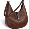 image:imageIswee Leather Shoulder Bag Designer Crossbody Bags for Women Crescent Purse Hobo Handbags Everyday PurseCoffee
