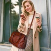 image:imageIswee Genuine Leather Satchel Handbag for Women Purse Shoulder Tote Bag  Brown Purse Soft Leather Shoulder Bag Top Handle Crossbody Handbags Large Capacity Vintage Work Travel Hobo BagsGreen