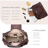 image:imageIswee Genuine Leather Satchel Handbag for Women Purse Shoulder Tote Bag  Brown Purse Soft Leather Shoulder Bag Top Handle Crossbody Handbags Large Capacity Vintage Work Travel Hobo BagsCoffee