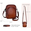 image:imageIswee Leather Crossbody Purse for Women Small Shoulder Purse Phone Bag  Small Crossbody Bag Everyday Women Purses and Handbags RFID Travel Phone Purse Soft Shoulder Purse with Adjustable StrapBrown
