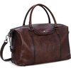 image:imageIswee Genuine Leather Satchel Handbag for Women Purse Shoulder Tote Bag  Brown Purse Soft Leather Shoulder Bag Top Handle Crossbody Handbags Large Capacity Vintage Work Travel Hobo BagsCoffee