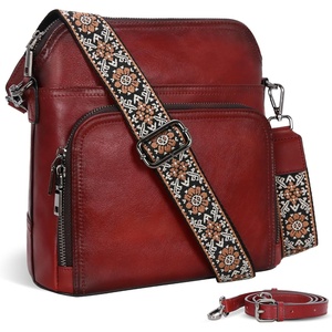 image:imageIswee Leather Crossbody Bag Women Purse and Handbag with Built in Wallet  Multiple RFID Card Slot2 Adjustable Shoulder StrapsMedium SizeGenuine LeatherPerfect for Daily Use and Weekend TravelWine