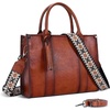 image:imageIswee Leather Tote Bag Women Purses and Handbags Shoulder Square Work BagBrown
