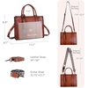 image:imageIswee Leather Tote Bag Women Purses and Handbags Shoulder Square Work BagBrown