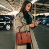 image:imageIswee Leather Tote Bag Women Purses and Handbags Shoulder Square Work BagBrown