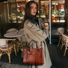 image:imageIswee Leather Tote Bag Women Purses and Handbags Shoulder Square Work BagBrown