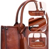 image:imageIswee Leather Tote Bag Women Purses and Handbags Shoulder Square Work BagBrown