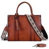image:imageIswee Leather Tote Bag Women Purses and Handbags Shoulder Square Work BagBrown