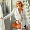 image:imageIswee Leather Satchel Women Purse and Handbag Crossbody Shoulder Bag HoboLilac