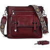 image:imageIswee Soft Leather Crossbody Bags for Women Shoulder Handbags Multi PocketsWine