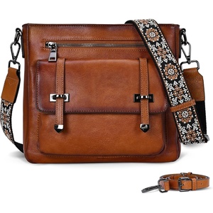 image:imageIswee Soft Leather Crossbody Bags for Women Shoulder Handbags Multi PocketsLight Brown