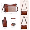 image:imageIswee Womens Crossbody Bag Shoulder Bag Leather Purse with Built in WalletBrown