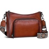 image:imageIswee Womens Crossbody Bag Shoulder Bag Leather Purse with Built in WalletBrown