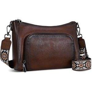 image:imageIswee Womens Crossbody Bag Shoulder Bag Leather Purse with Built in WalletCoffee