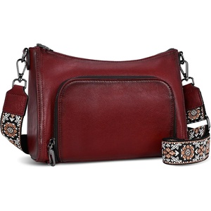 image:imageIswee Womens Crossbody Bag Shoulder Bag Leather Purse with Built in WalletWine