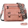image:imageIswee Soft Leather Crossbody Bags for Women Shoulder Handbags Multi PocketsCamel Pink