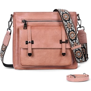 image:imageIswee Soft Leather Crossbody Bags for Women Shoulder Handbags Multi PocketsCamel Pink