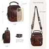 image:imageIswee Retro Leather Crossbody Bags for Women Shoulder Purse Satchel HandbagBlack