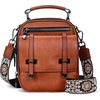 image:imageIswee Retro Leather Crossbody Bags for Women Shoulder Purse Satchel HandbagBrown