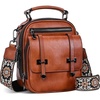 image:imageIswee Retro Leather Crossbody Bags for Women Shoulder Purse Satchel HandbagBrown