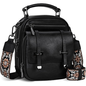image:imageIswee Retro Leather Crossbody Bags for Women Shoulder Purse Satchel HandbagBlack