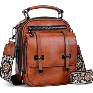image:imageIswee Retro Leather Crossbody Bags for Women Shoulder Purse Satchel HandbagBrown